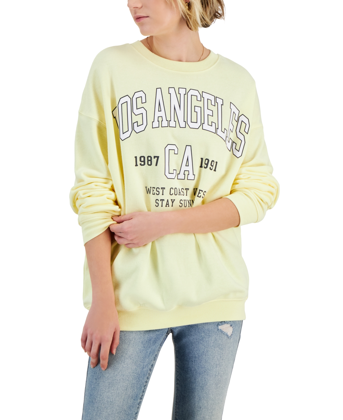 Grayson Threads, The Label Juniors' Los Angeles Long-sleeve Sweatshirt In Yellow