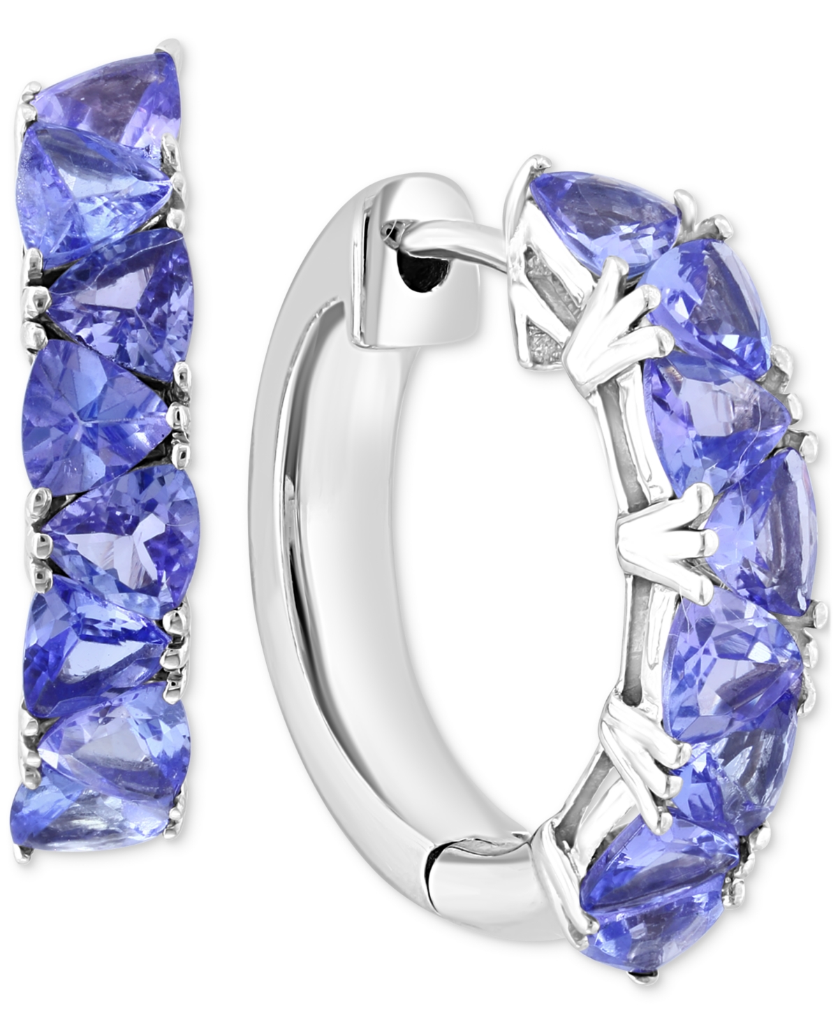 Effy Collection Effy Tanzanite Trillion Small Hoop Earrings (2 Ct. T.w.) In Sterling Silver