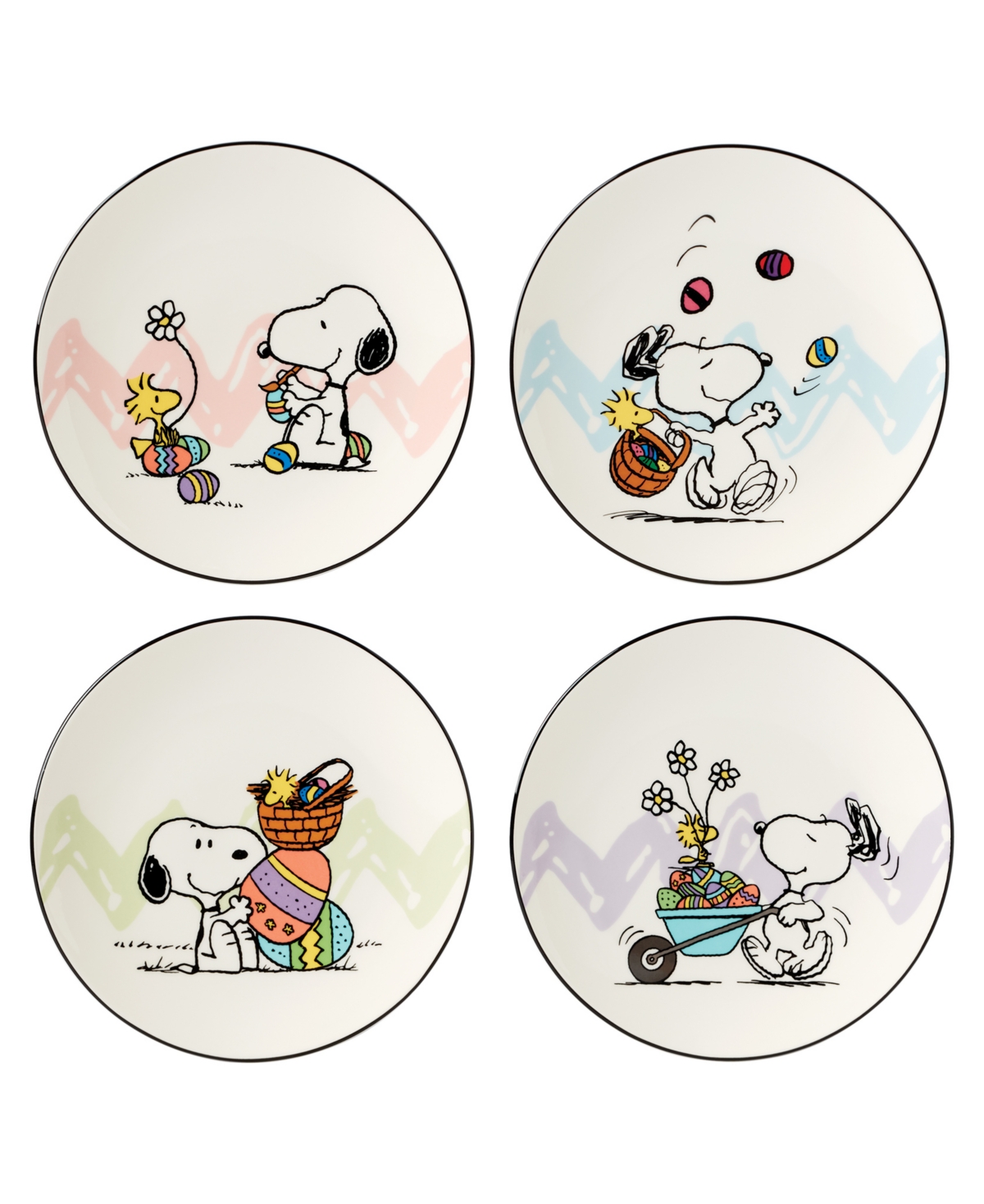 Lenox Peanuts Easter Accent Plates, Set Of 4 In Multi And Ivory
