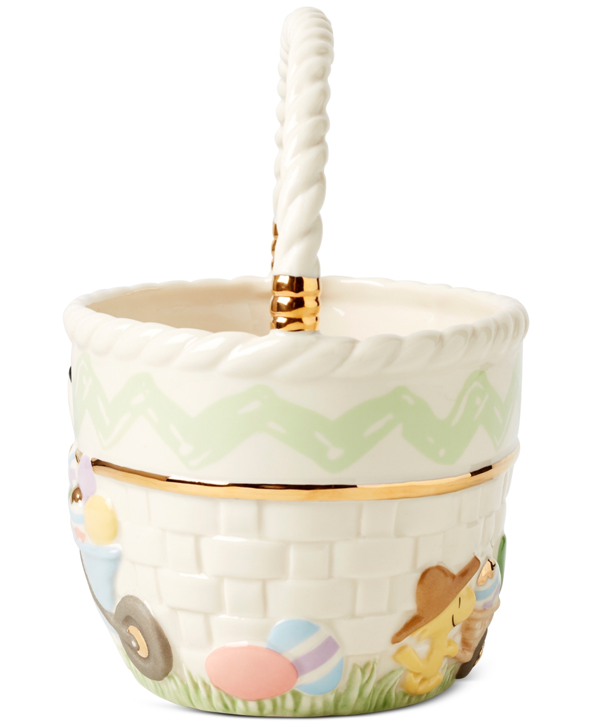 Lenox Peanuts Snoopy & Woodstock Porcelain Easter Basket In Multi And Ivory
