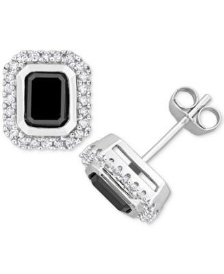 Halo black & white diamond earrings 1 ct buy tw