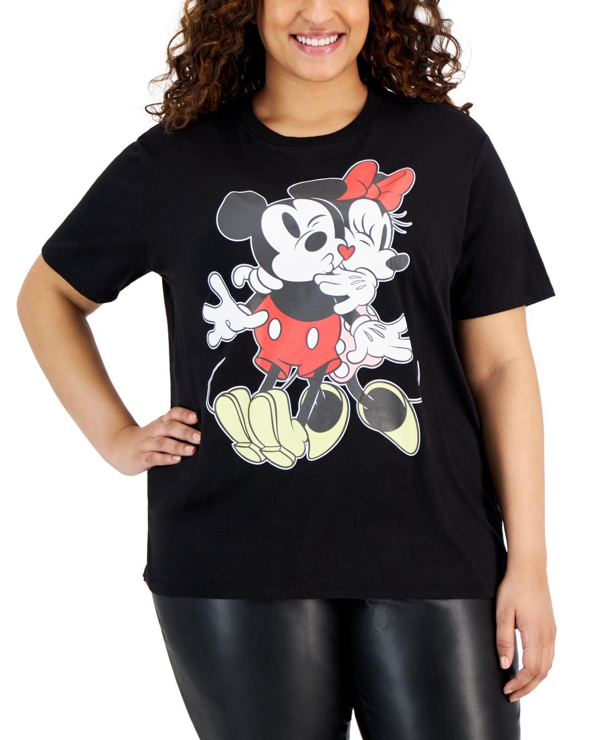 Trendy Plus Size Mickey & Minnie Valentines T-Shirt - Black