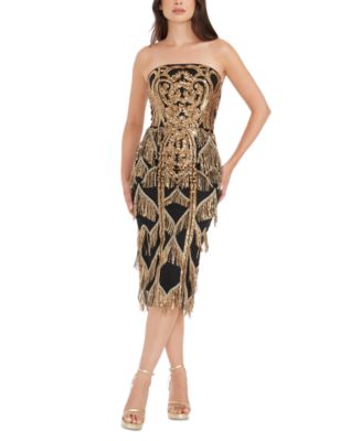 Dress the population roxy sequin fringe dress hotsell