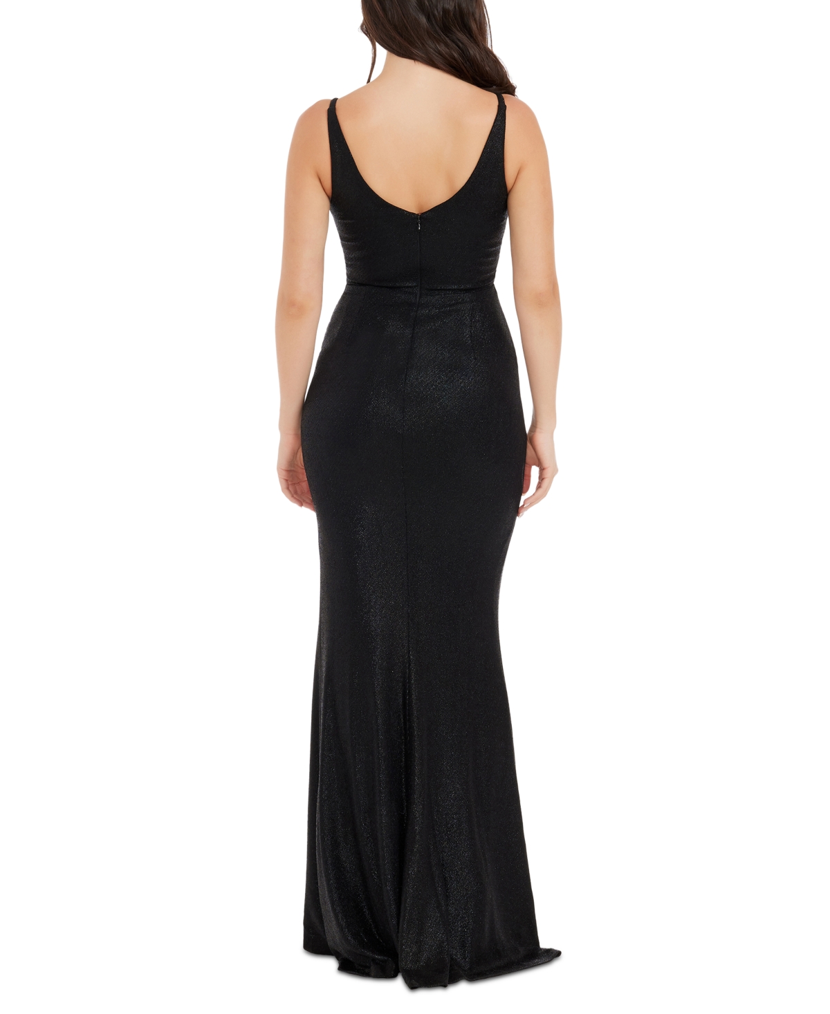 Shop Dress The Population Women's Jordan Metallic Ruched Gown In Black