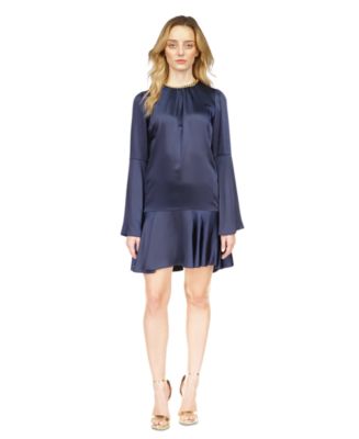 Michael Kors Women's Chain Mix Tie Neck Flounce Dress Black Size 2XL main image 0