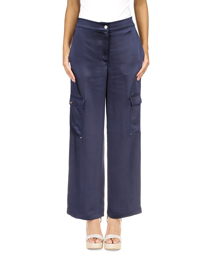 Michael Kors Women's Solid Satin Cargo Pants - Macy's