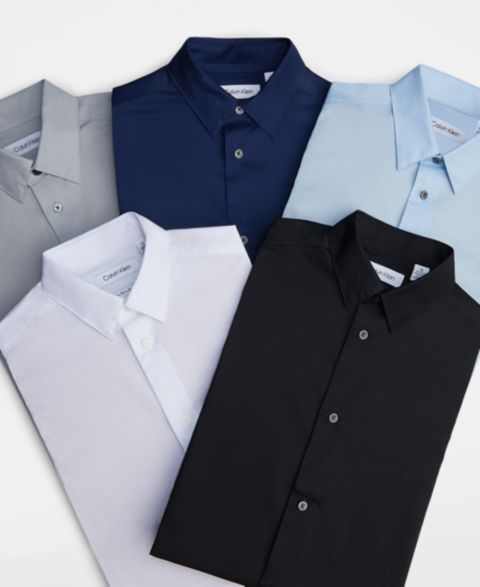 Детские Calvin Klein Big Boys Slim Fit Solid Stretch Poplin Dress Shirt