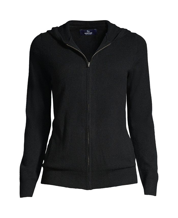 Lands' End Women's Cashmere Front Zip Hoodie Sweater Macy's