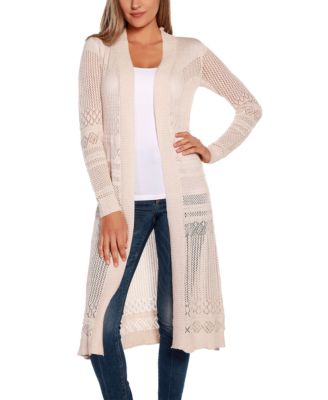 Pointelle-Stitch Duster Cardigan Sweater