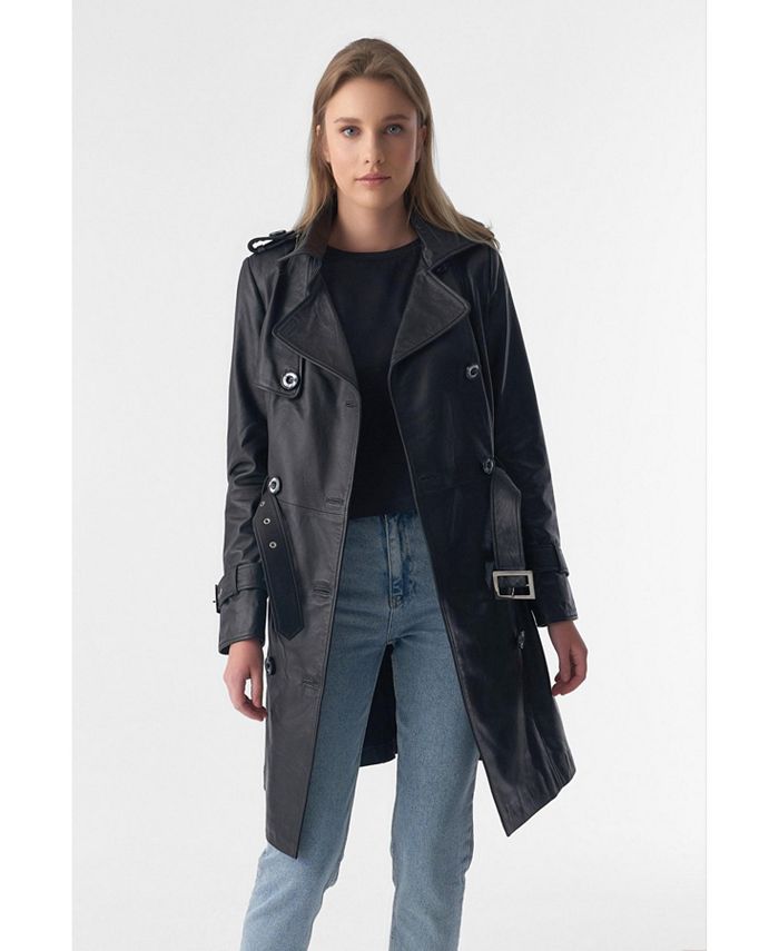 Macy's black cheap trench coat
