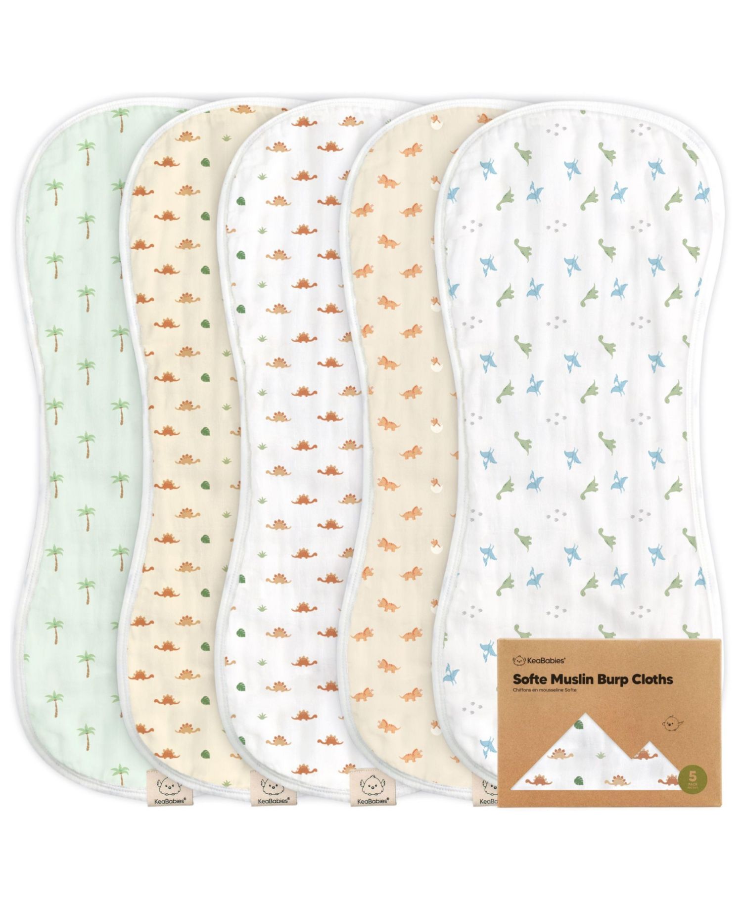 5pk Softe Muslin Burp Cloths for Baby Girls and Boys, Organic Burping Cloths for Babies, Baby Burp Clothes