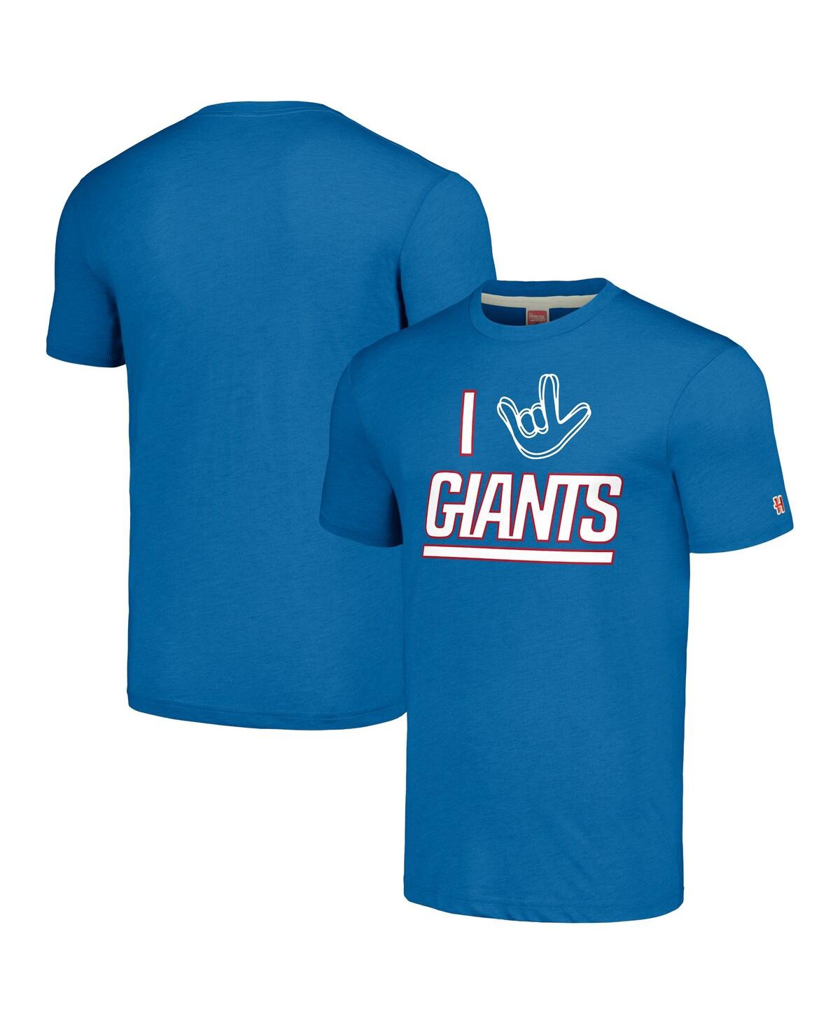 Homage Men's And Women's  Royal New York Giants The Nfl Asl Collection By Love Sign Tri-blend T-shirt In Royal