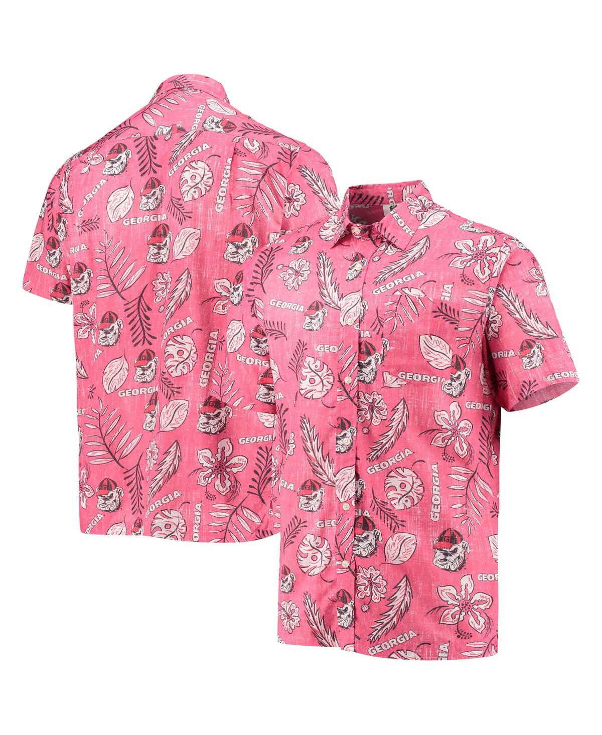 Wes & Willy Men's  Red Distressed Georgia Bulldogs Vintage-like Floral Button-up Shirt