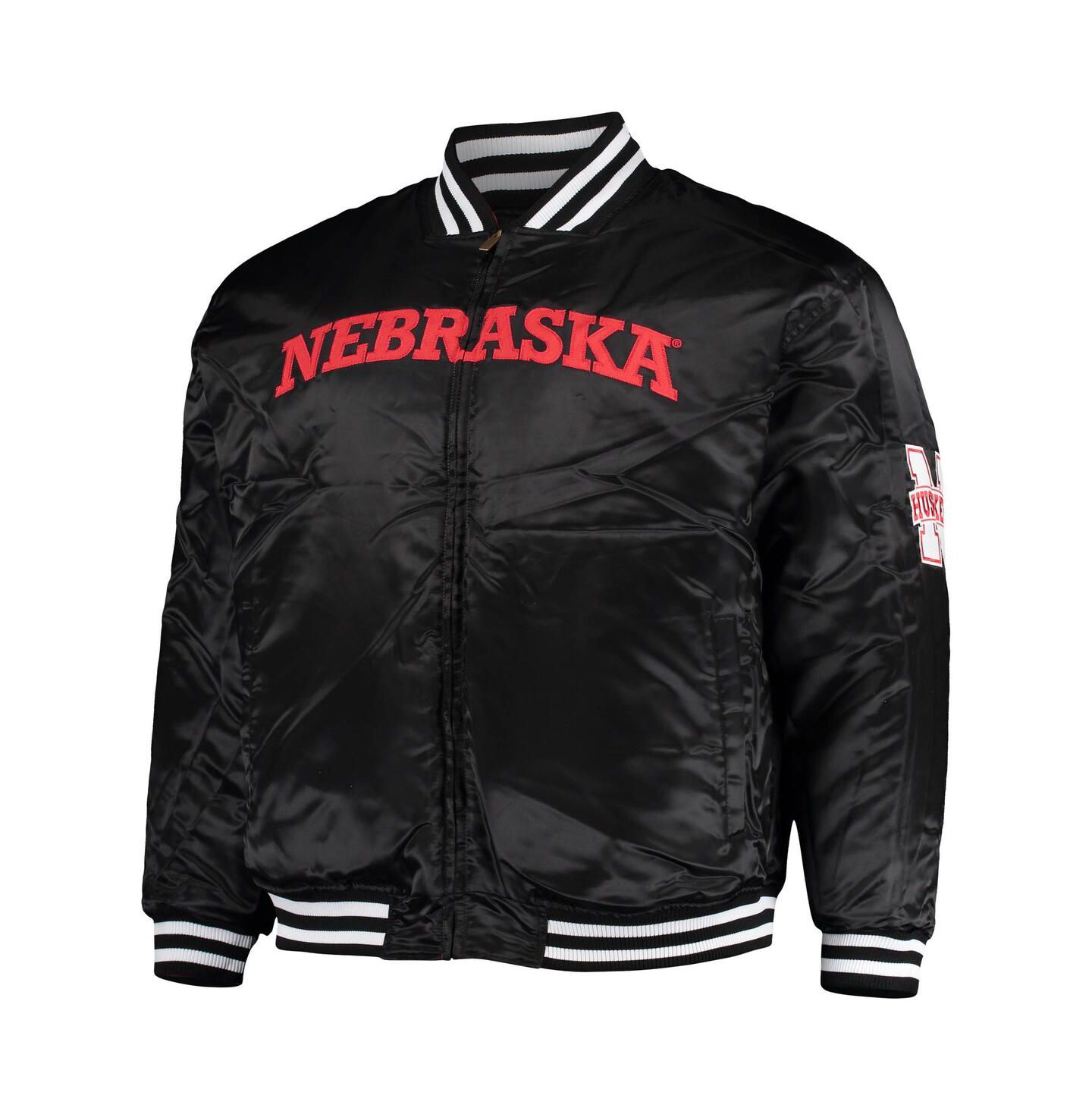 Мужская куртка Profile Scarlet, Black Nebraska Huskers Big and Tall Reversible Satin Full-Zip — фото 4