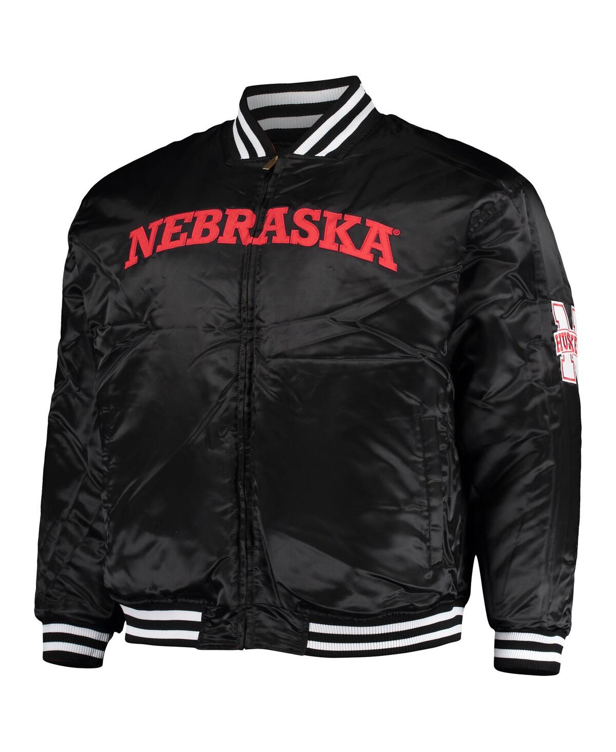 Shop Profile Men's Scarlet, Black Nebraska Huskers Big And Tall Reversible Satin Full-zip Jacket In Scarlet,black