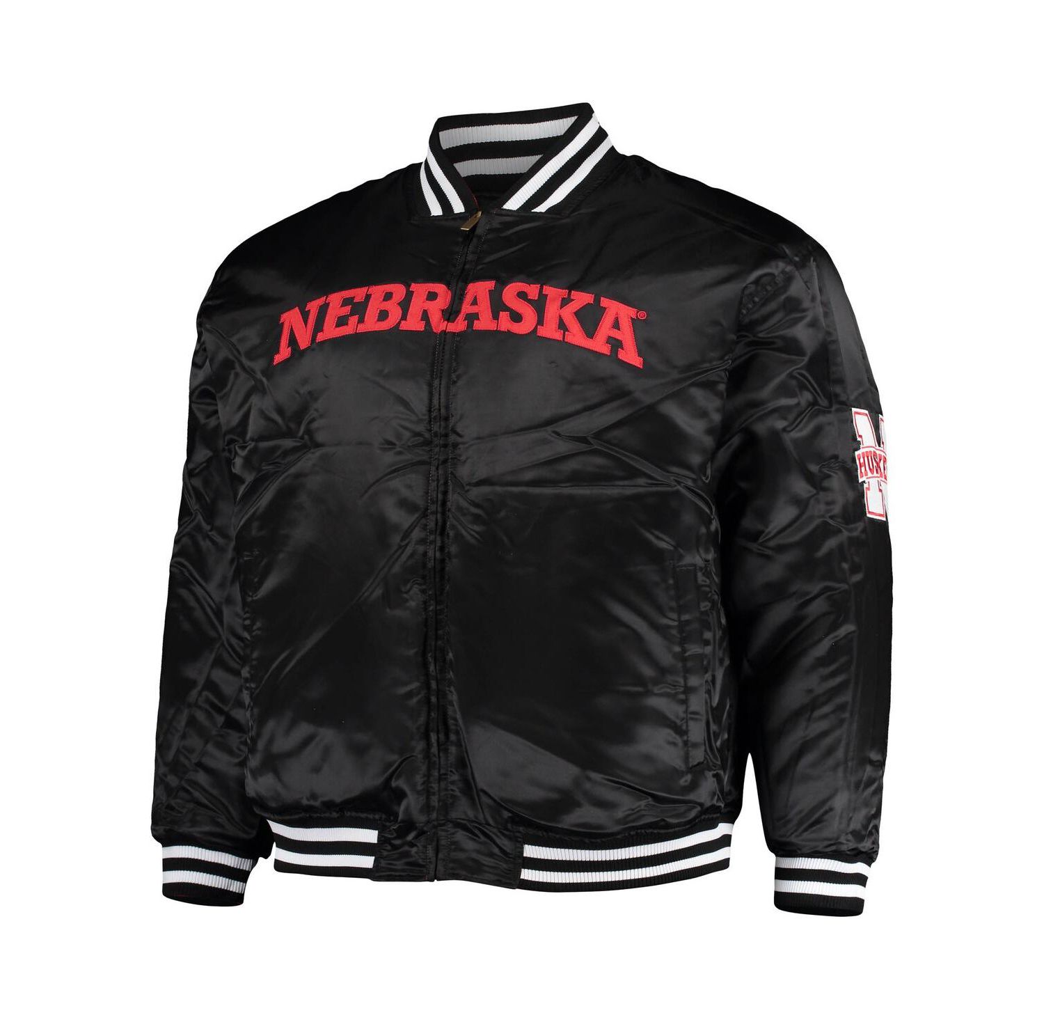 Men's Scarlet, Black Nebraska Huskers Big and Tall Reversible Satin Full-Zip Jacket