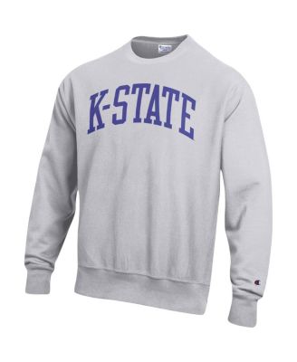 Men's Heathered Gray Kansas State Wildcats Arch Reverse Weave Pullover Sweatshirt