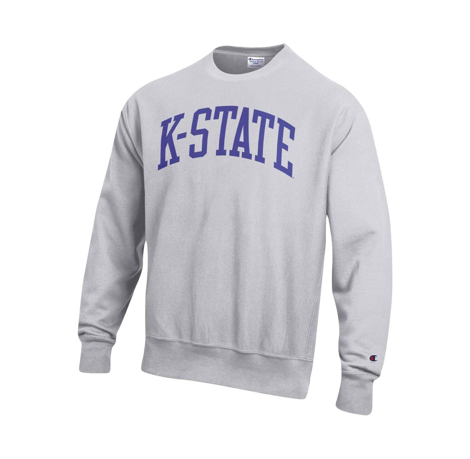 Men's Heathered Gray Kansas State Wildcats Arch Reverse Weave Pullover Sweatshirt