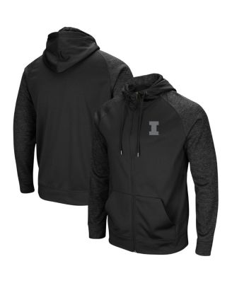 Men's Black Illinois Fighting Illini Blackout 3.0 Tonal Raglan Full-Zip Hoodie