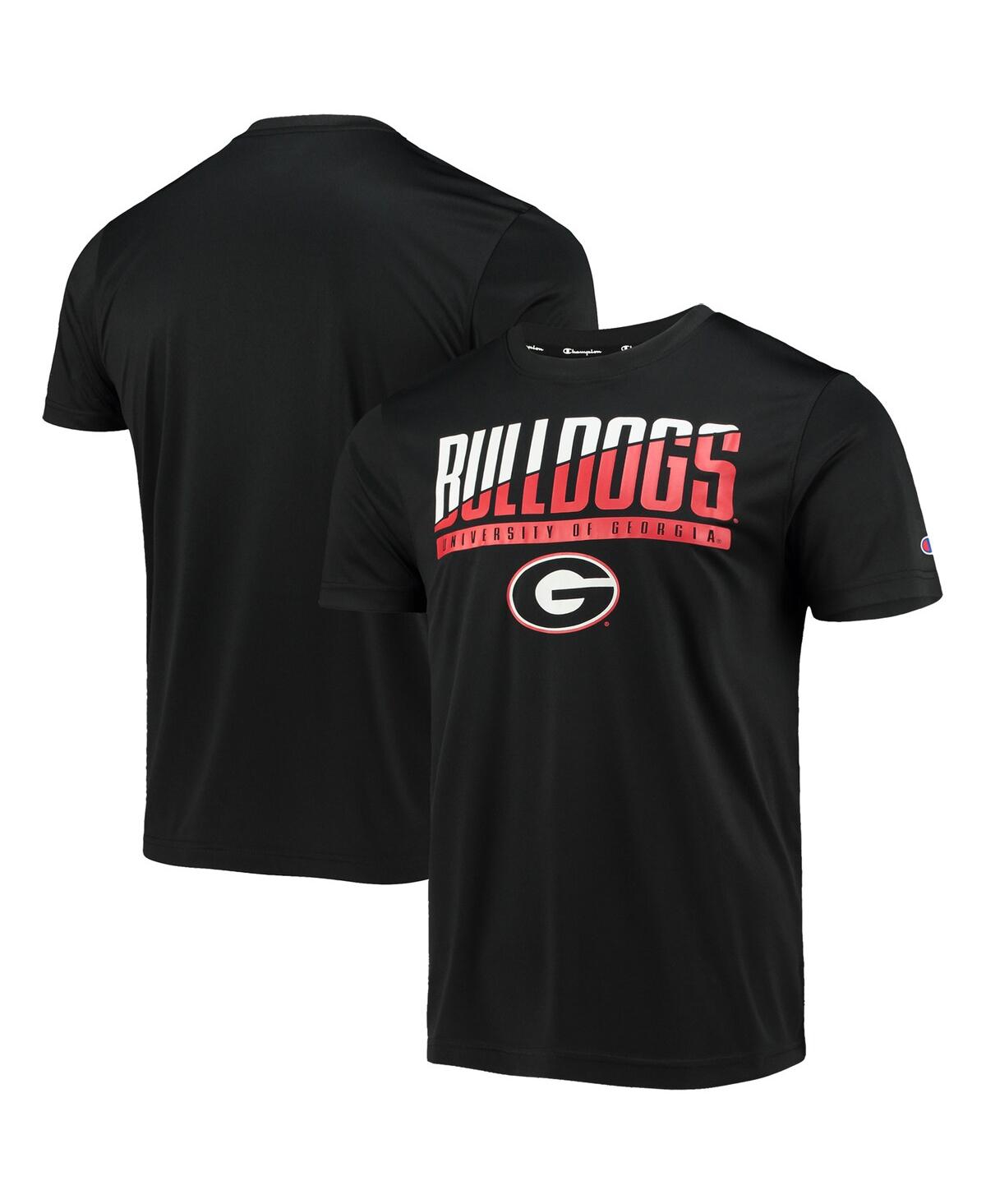 Shop Champion Men's  Black Georgia Bulldogs Wordmark Slash T-shirt