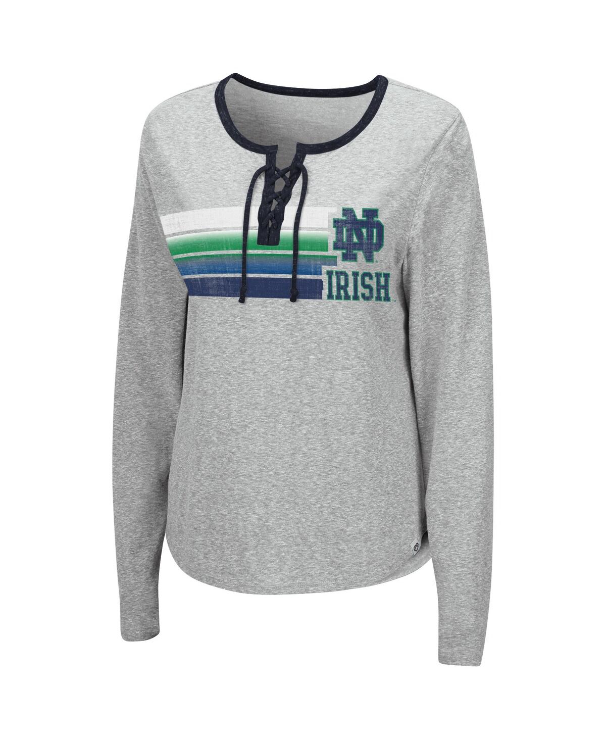 Colosseum Women's  Heathered Gray Distressed Notre Dame Fighting Irish Sundial Tri-blend Long Sleeve In Heather Gray