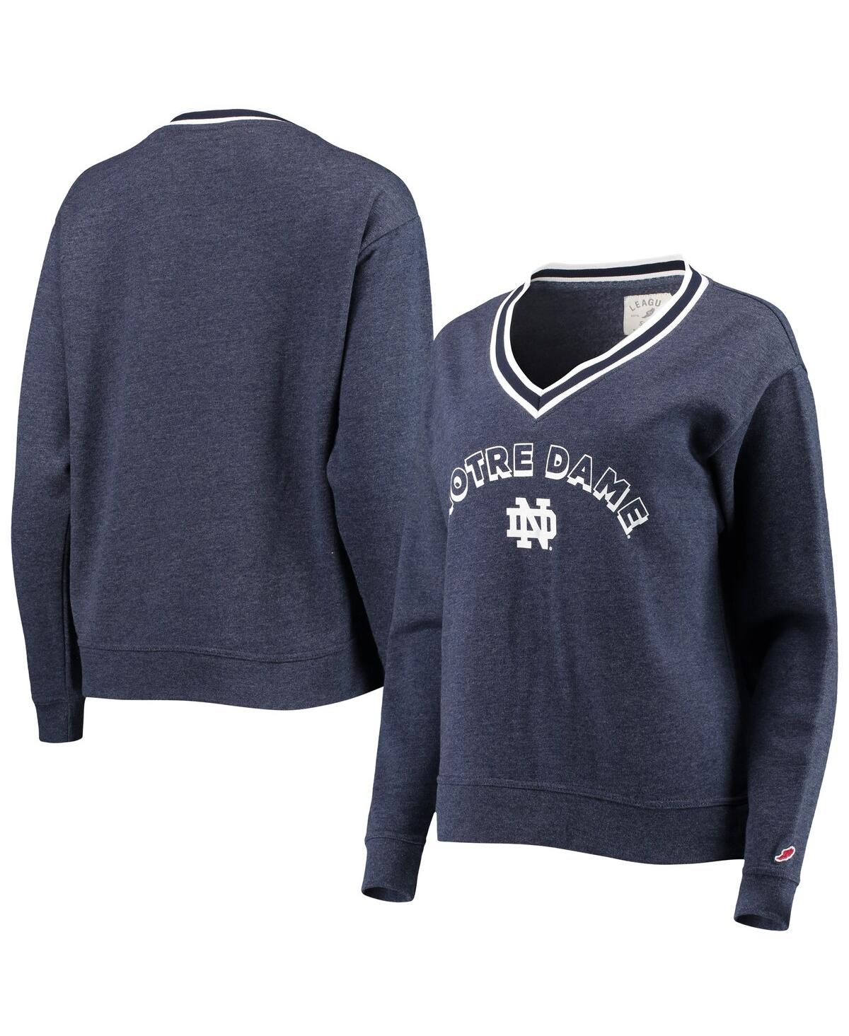 League Collegiate Wear Women's  Heathered Navy Notre Dame Fighting Irish Victory Springs V-neck Pullo In Heather Navy