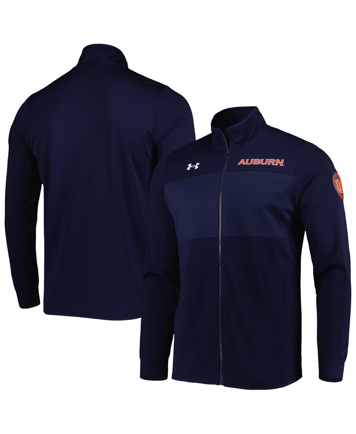 Shop Under Armour Men's  Navy Auburn Tigers Knit Warm-up Full-zip Jacket