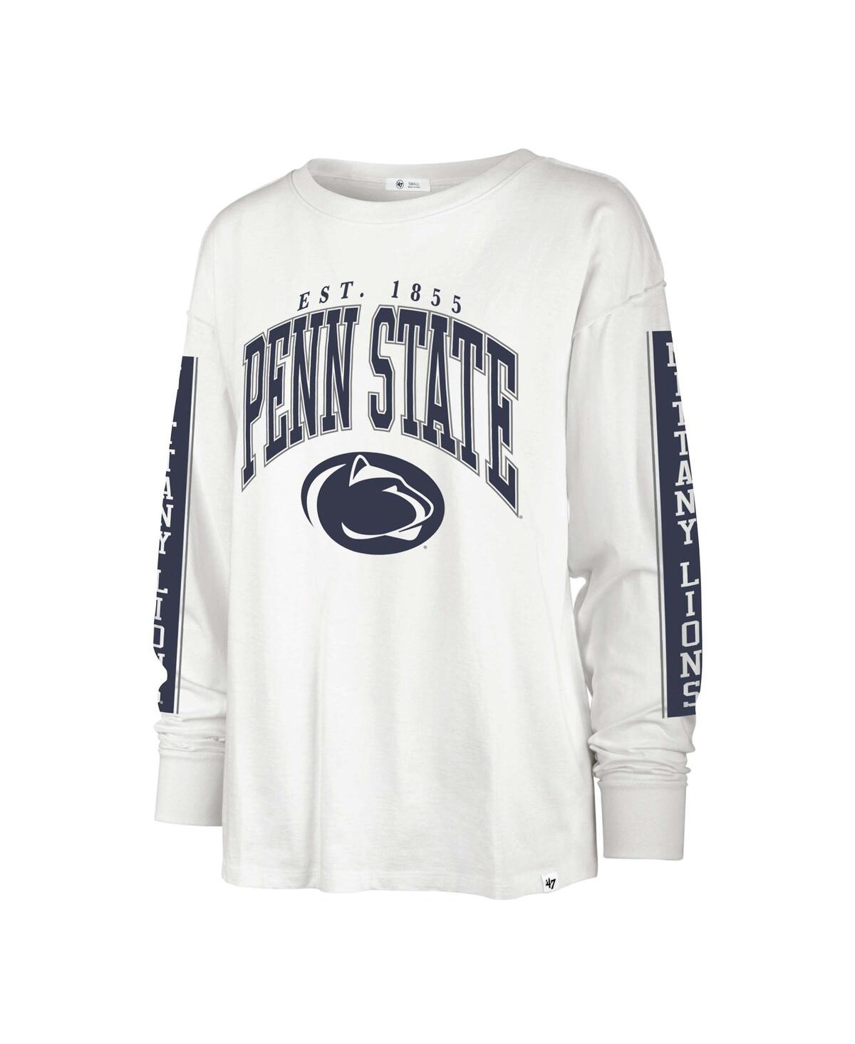 Shop 47 Brand Women's ' White Distressed Penn State Nittany Lions Statement Soa 3-hit Long Sleeve T-shirt