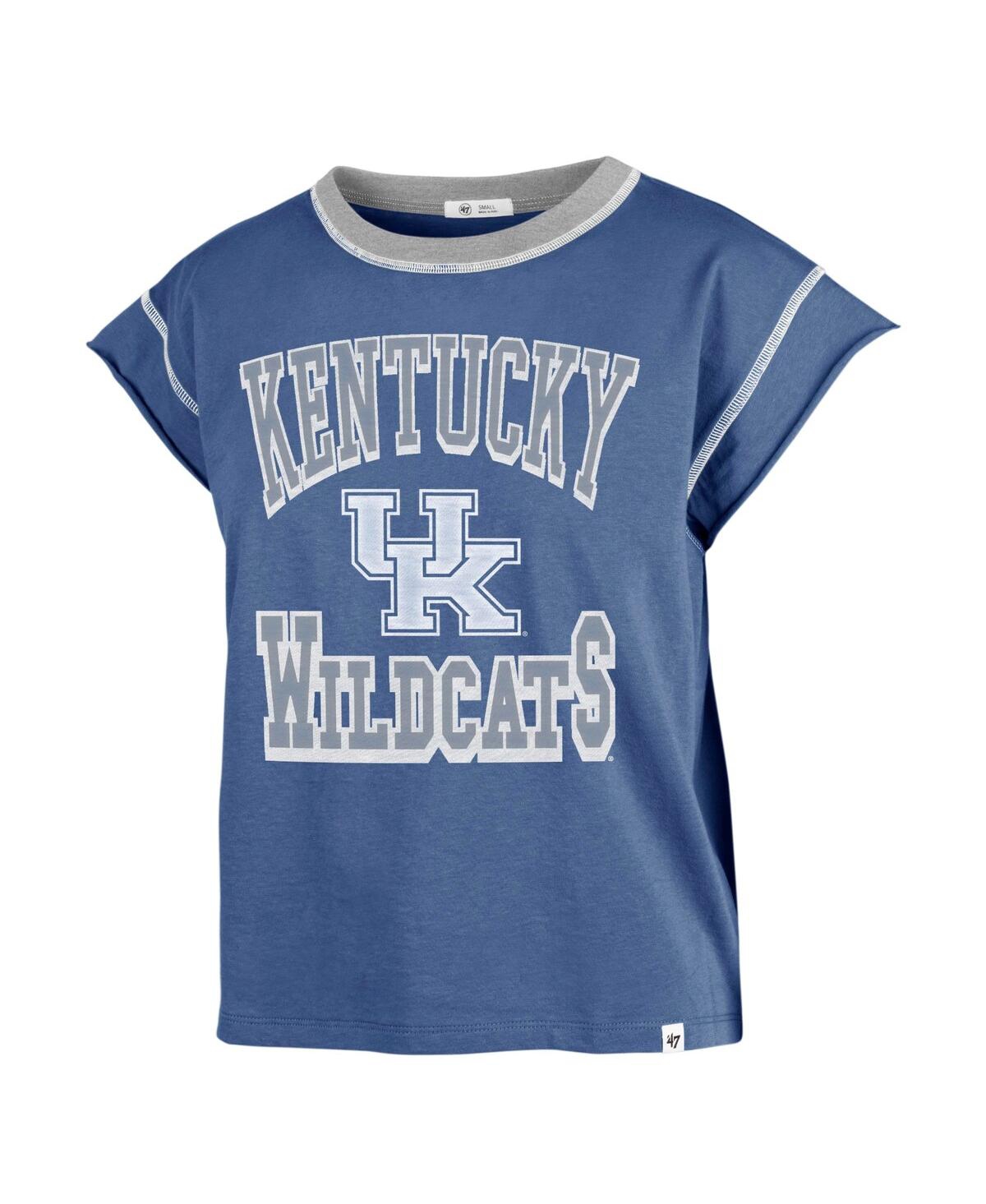 Shop 47 Brand Women's ' Royal Kentucky Wildcats Sound Up Maya Cutoff T-shirt