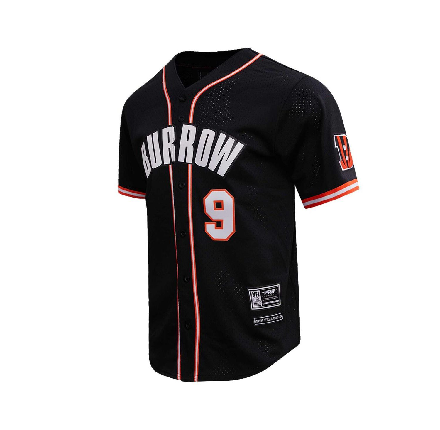 Men's Joe Burrow Black Cincinnati Bengals Mesh Baseball Button-Up T-shirt