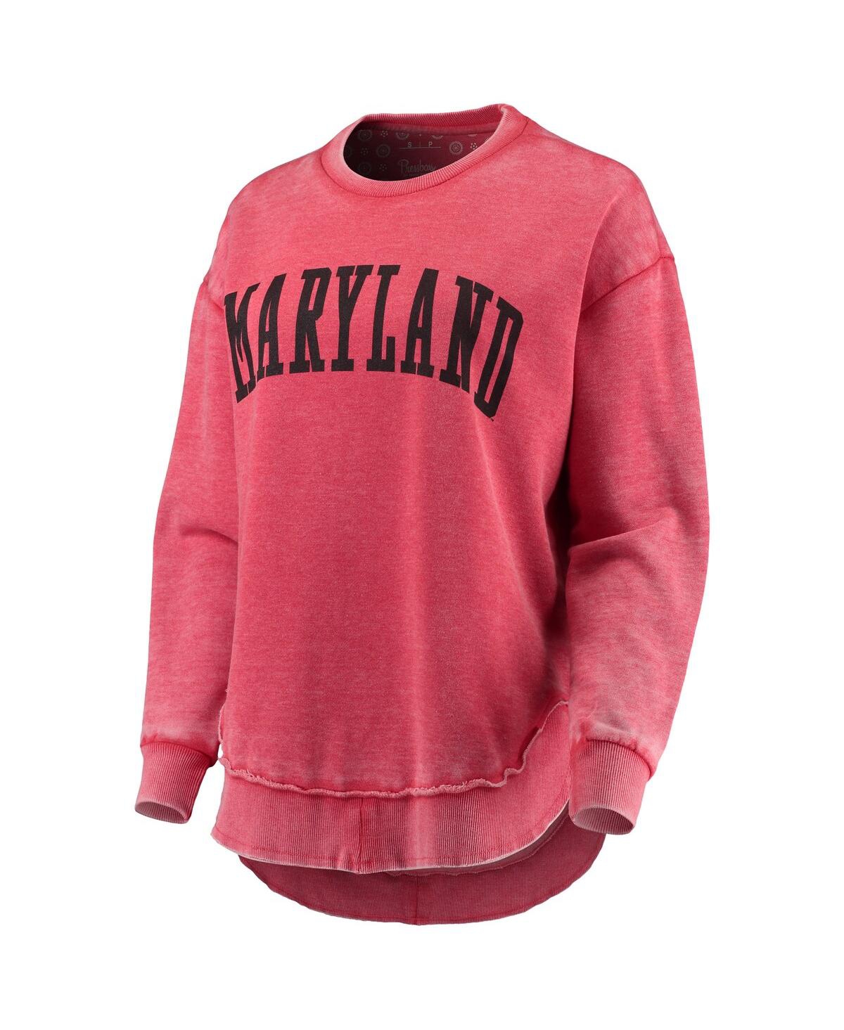 PRESSBOX WOMEN'S PRESSBOX RED DISTRESSED MARYLAND TERRAPINS VINTAGE-LIKE WASH PULLOVER SWEATSHIRT 