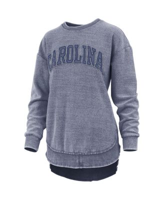 Women's Navy Distressed North Carolina Tar Heels Ponchoville Pullover Sweatshirt