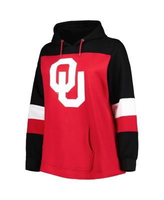 Women's Crimson Oklahoma Sooners Plus Size Color-Block Pullover Hoodie