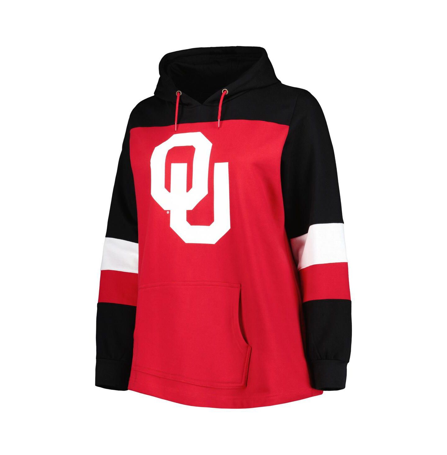 Женское худи Profile Crimson Oklahoma Sooners Plus Size Color-Block Pullover — фото 3