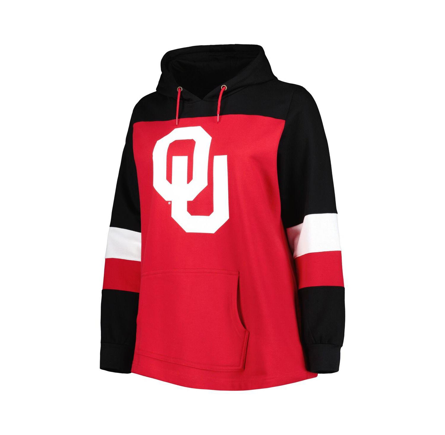 Women's Crimson Oklahoma Sooners Plus Size Color-Block Pullover Hoodie