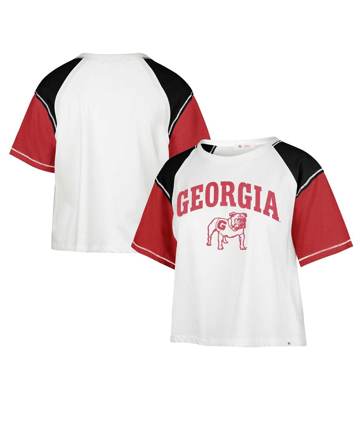 47 Brand Women's ' White Distressed Georgia Bulldogs Serenity Gia Cropped T-shirt