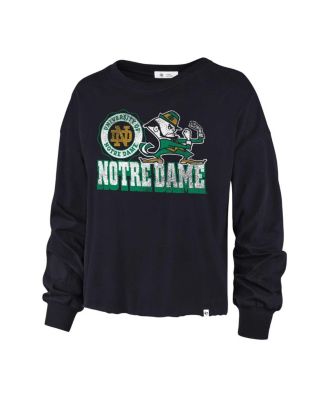 Women's Navy Distressed Notre Dame Fighting Irish Bottom Line Parkway Long Sleeve T-shirt