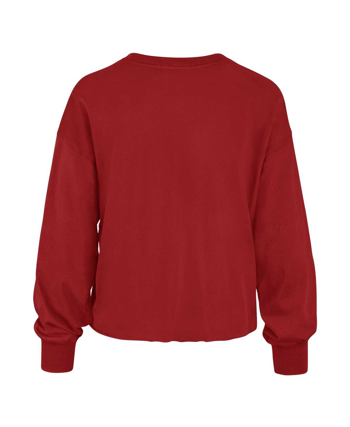 Shop 47 Brand Women's ' Red Distressed Wisconsin Badgers Bottom Line Parkway Long Sleeve T-shirt