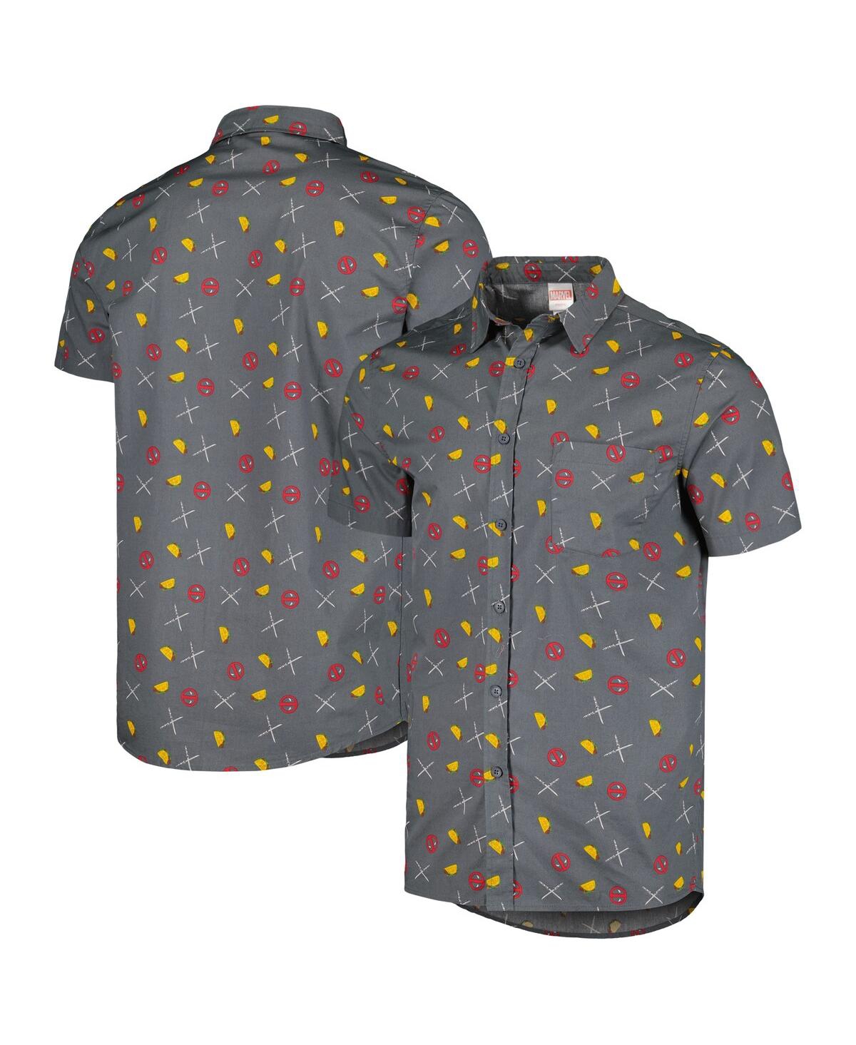 Men's Mad Engine Graphite Deadpool Party Button-Up Shirt - Graphite