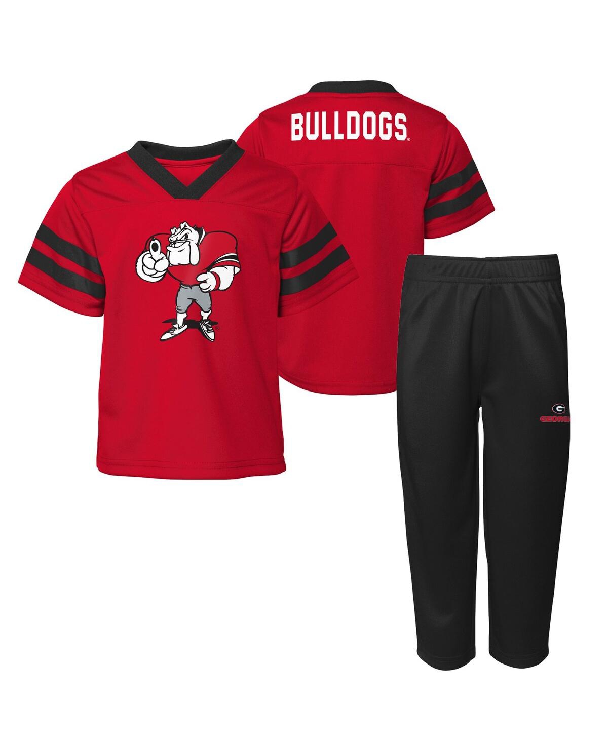 Outerstuff Babies' Infant Boys And Girls Red Georgia Bulldogs Two-piece Red Zone Jersey And Pants Set