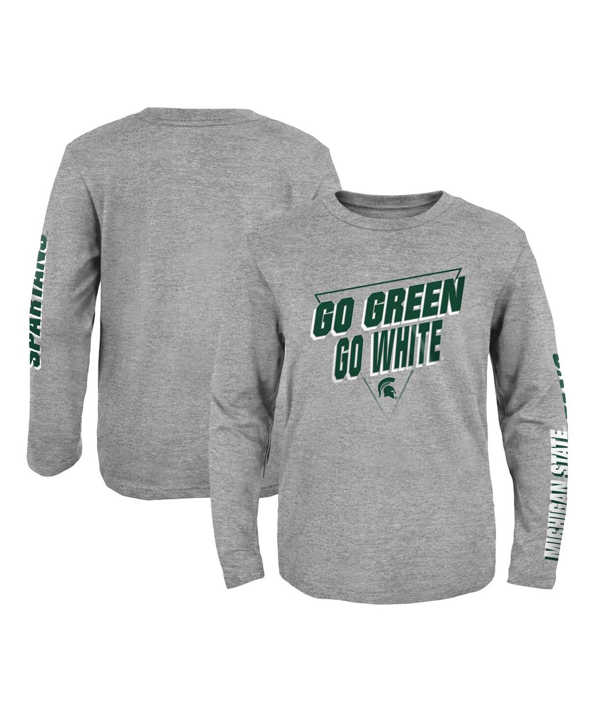 Shop Outerstuff Big Boys Heather Gray Michigan State Spartans 2-hit For My Team Long Sleeve T-shirt