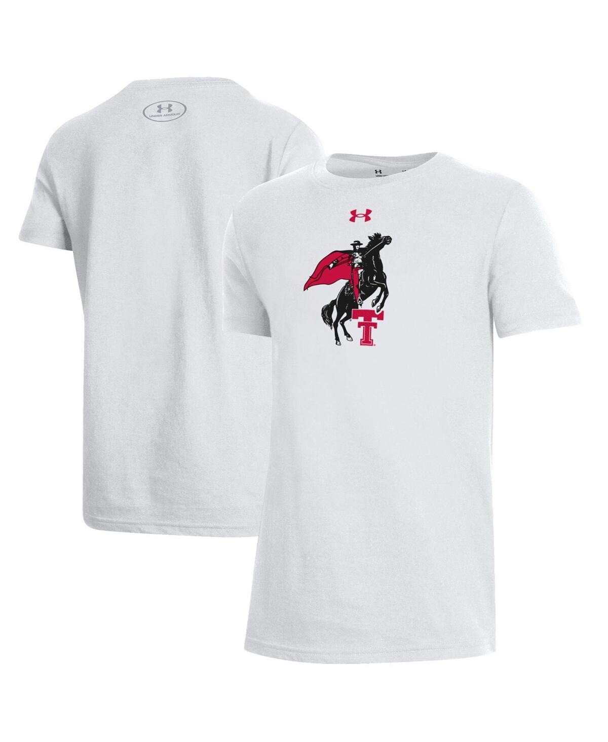 UNDER ARMOUR BIG BOYS UNDER ARMOUR WHITE TEXAS TECH RED RAIDERS THROWBACK PERFORMANCE COTTON T-SHIRT