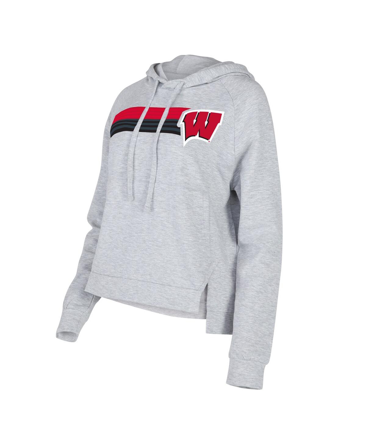 Shop Concepts Sport Women's  Gray Wisconsin Badgers Cedarâ Tri-blend Raglan Pullover Hoodie