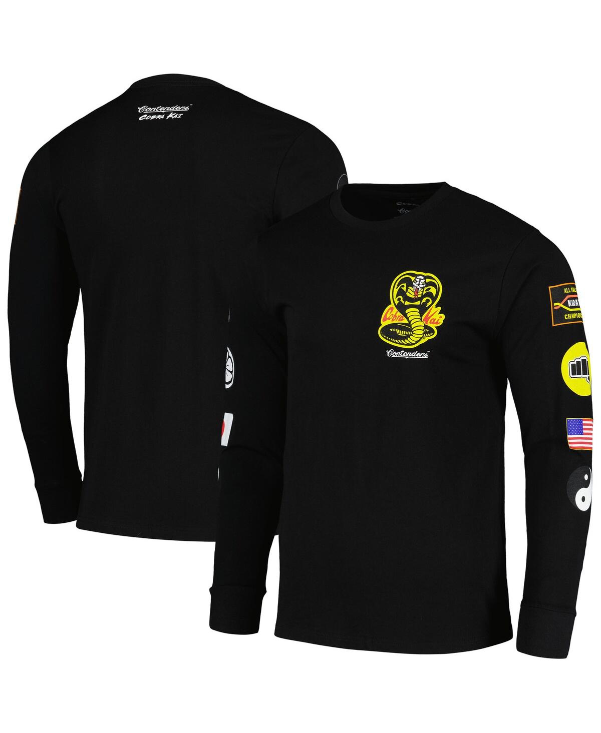 CONTENDERS CLOTHING MEN'S CONTENDERS CLOTHING BLACK COBRA KAI PATCHES LONG SLEEVE T-SHIRT