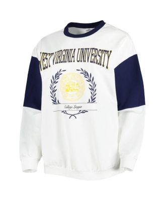 Women's White West Virginia Mountaineers It's A Vibe Dolman Pullover Sweatshirt