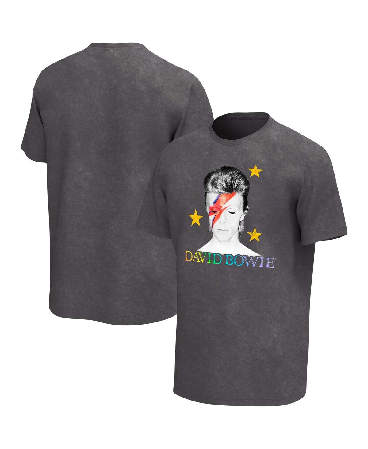 Men's Black Distressed David Bowie Aladdin Sane Rainbow Washed T-shirt - Black