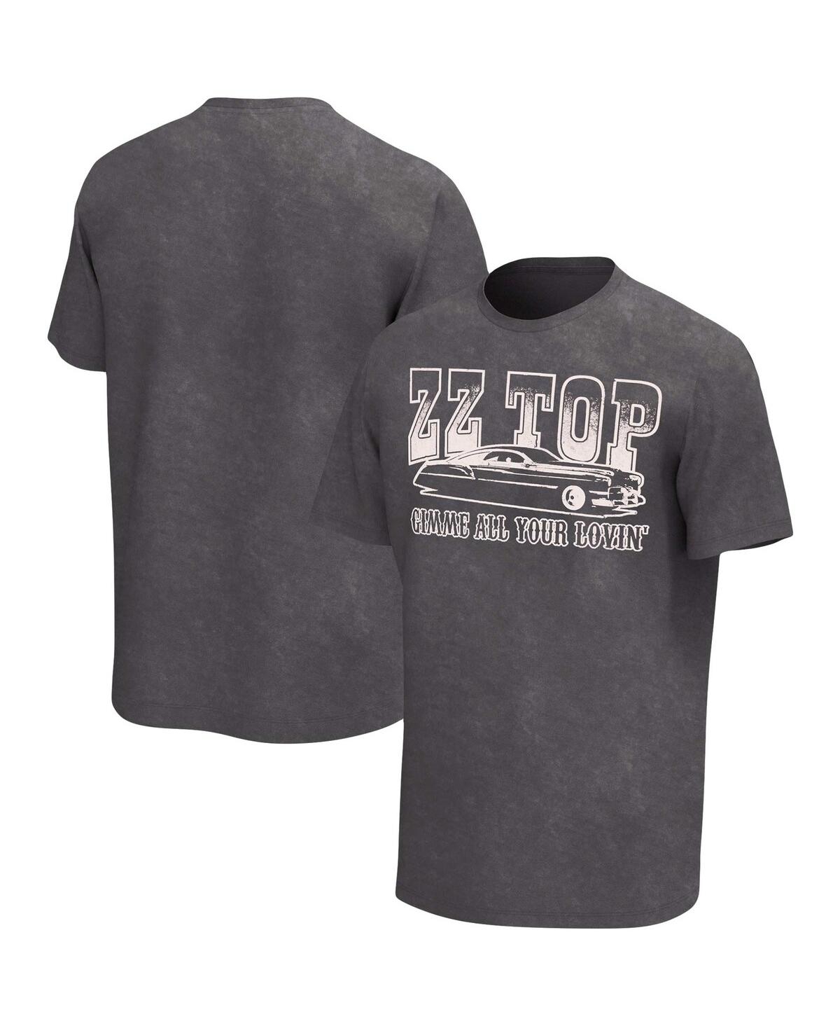 Philcos Men's Charcoal Distressed Zz Top Gimme All Your Lovin' Washed Graphic T-shirt