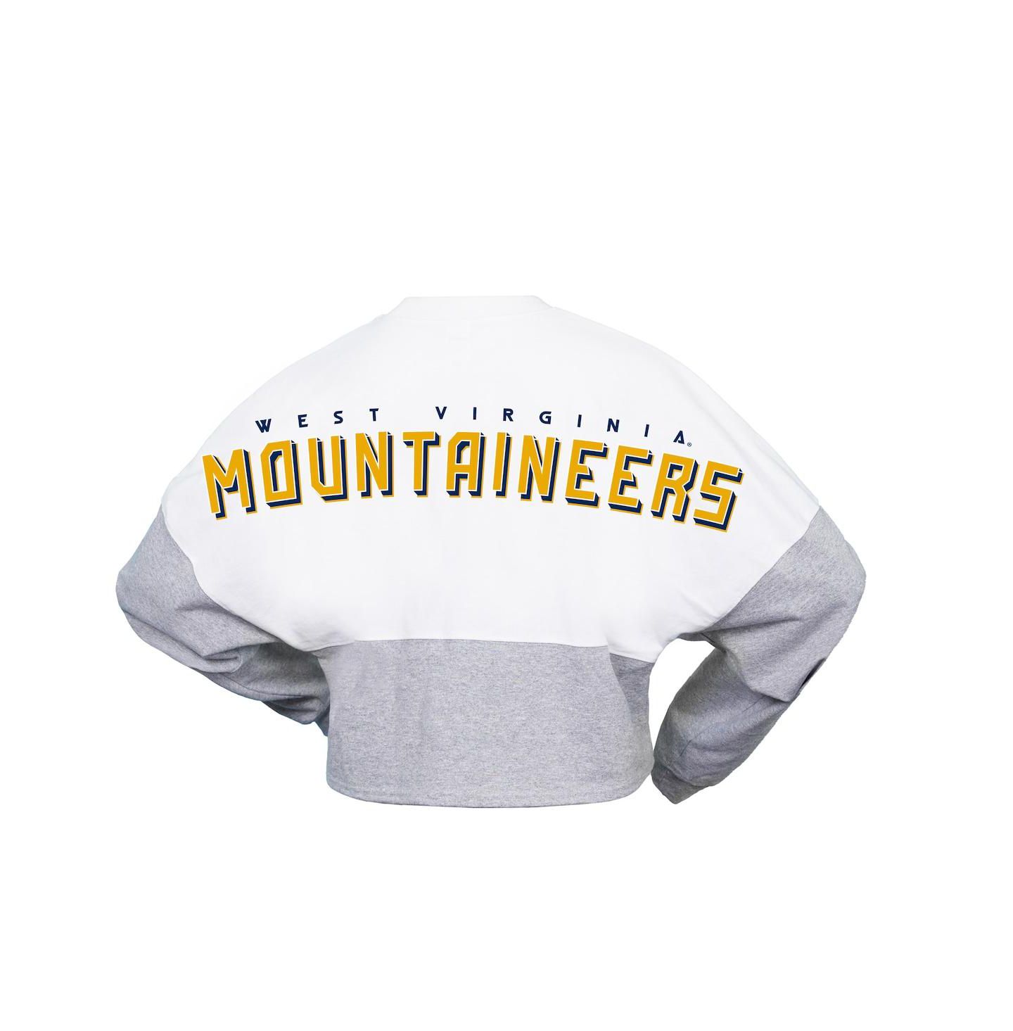 Женская футболка Spirit Jersey White West Virginia Mountaineers Heather Block Cropped Long Sleeve Jersey — фото 2