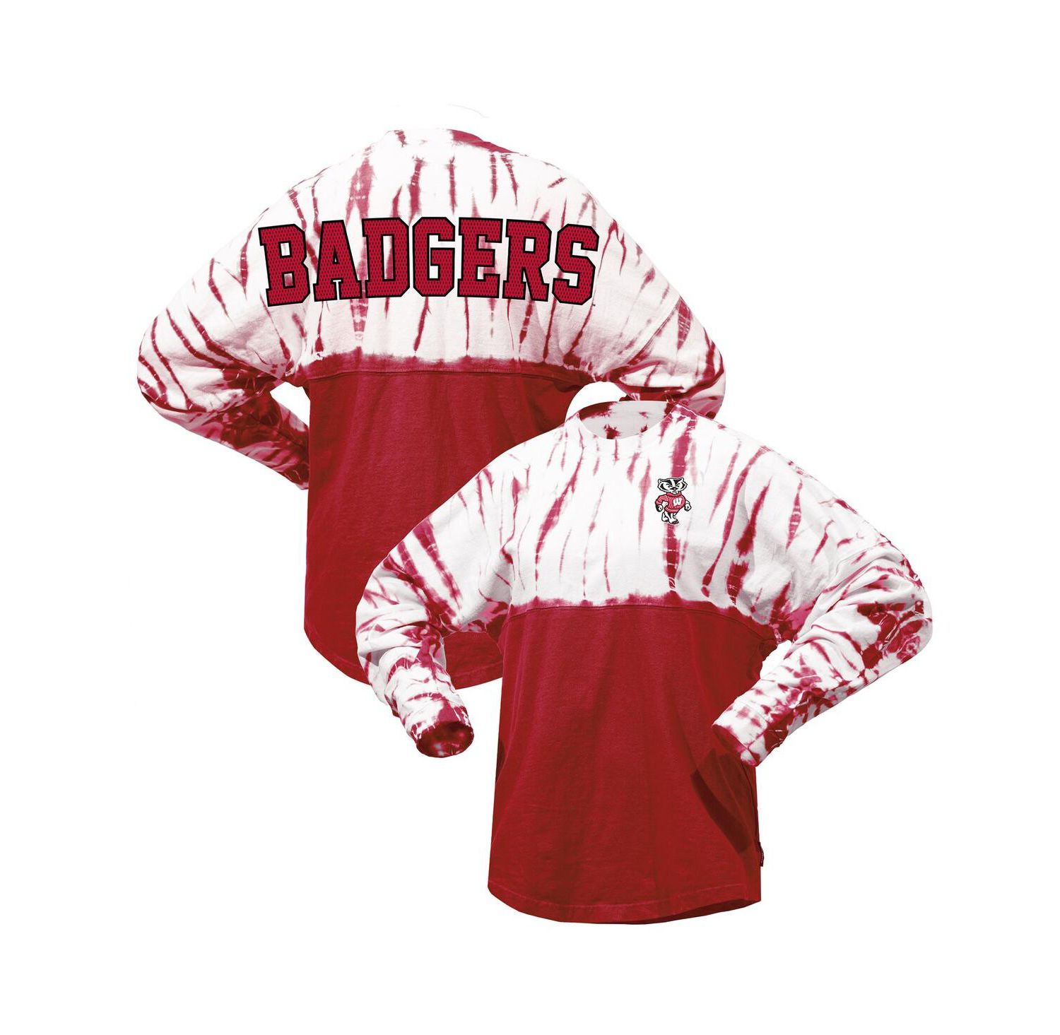Women's Red Wisconsin Badgers Tie-Dye Long Sleeve Jersey T-shirt