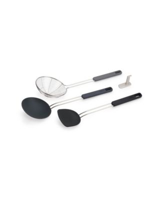 Nest Fusion Compact 3-Piece Wok Silicone Turner, Silicone Spoon and Wire Skimmer Set
